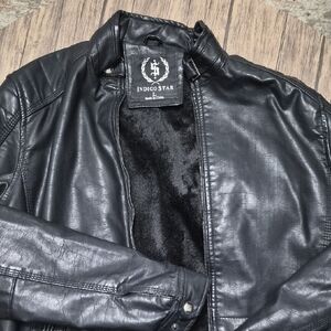 Indigo Star Men's Black Faux Leather Jacket